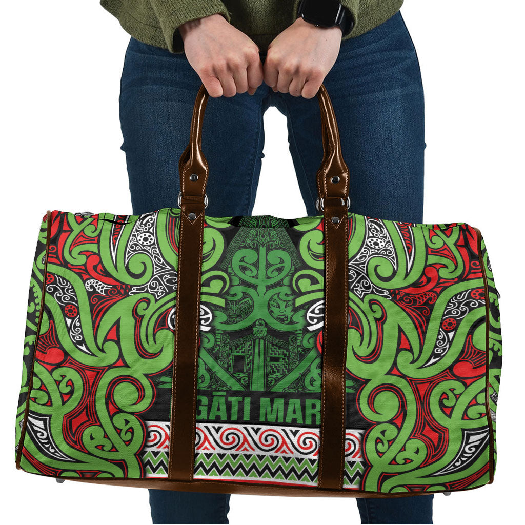 Aotearoa Iwi Ngati Maru Hauraki Travel Bag Maori Wharenui House Tribal Pattern