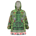 Aotearoa Iwi Ngati Maru Hauraki Wearable Blanket Hoodie Maori Wharenui House Tribal Pattern