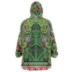 Aotearoa Iwi Ngati Maru Hauraki Wearable Blanket Hoodie Maori Wharenui House Tribal Pattern
