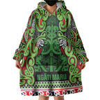 Aotearoa Iwi Ngati Maru Hauraki Wearable Blanket Hoodie Maori Wharenui House Tribal Pattern