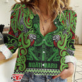 Aotearoa Iwi Ngati Maru Hauraki Women Casual Shirt Maori Wharenui House Tribal Pattern