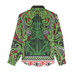 Aotearoa Iwi Ngati Maru Hauraki Women Casual Shirt Maori Wharenui House Tribal Pattern