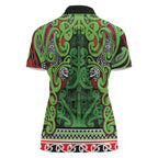 Aotearoa Iwi Ngati Maru Hauraki Women Polo Shirt Maori Wharenui House Tribal Pattern