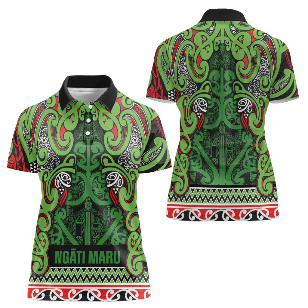 Aotearoa Iwi Ngati Maru Hauraki Women Polo Shirt Maori Wharenui House Tribal Pattern