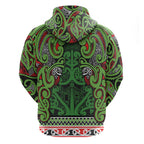 Aotearoa Iwi Ngati Maru Hauraki Zip Hoodie Maori Wharenui House Tribal Pattern