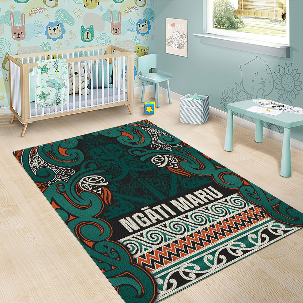 Aotearoa Iwi Ngāti Maru Taranaki Area Rug Maori Wharenui House Tribal Pattern