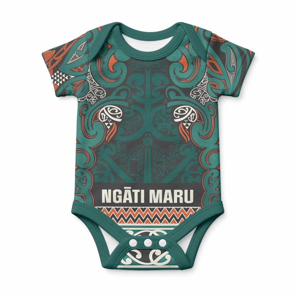 Aotearoa Iwi Ngāti Maru Taranaki Baby Onesie Maori Wharenui House Tribal Pattern