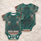 Aotearoa Iwi Ngāti Maru Taranaki Baby Onesie Maori Wharenui House Tribal Pattern