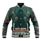 Aotearoa Iwi Ngāti Maru Taranaki Baseball Jacket Maori Wharenui House Tribal Pattern