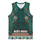 Aotearoa Iwi Ngāti Maru Taranaki Basketball Jersey Maori Wharenui House Tribal Pattern