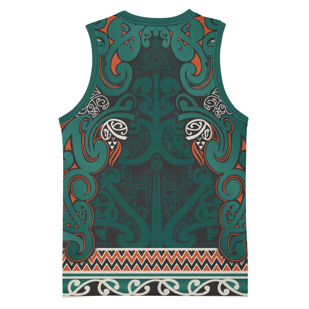 Aotearoa Iwi Ngāti Maru Taranaki Basketball Jersey Maori Wharenui House Tribal Pattern