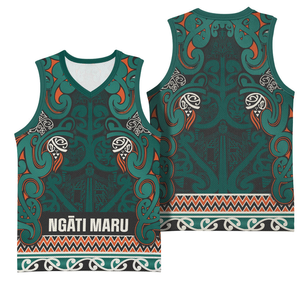 Aotearoa Iwi Ngāti Maru Taranaki Basketball Jersey Maori Wharenui House Tribal Pattern