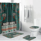 Aotearoa Iwi Ngāti Maru Taranaki Bathroom Set Maori Wharenui House Tribal Pattern