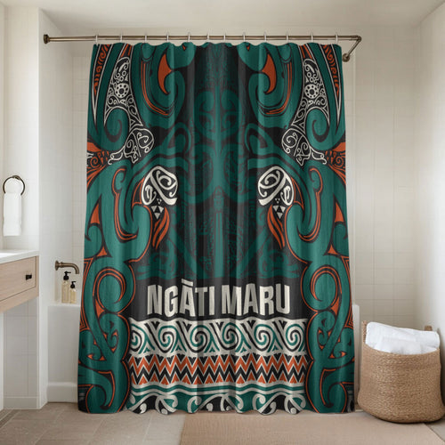 Aotearoa Iwi Ngāti Maru Taranaki Bathroom Set Maori Wharenui House Tribal Pattern