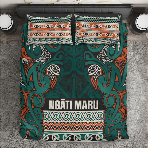 Aotearoa Iwi Ngāti Maru Taranaki Bedding Set Maori Wharenui House Tribal Pattern