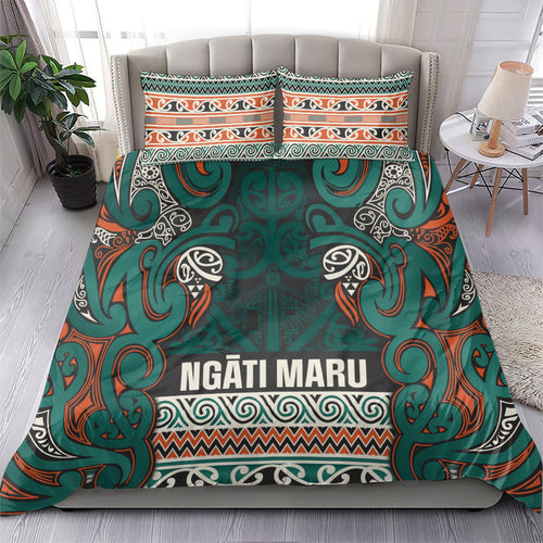 Aotearoa Iwi Ngāti Maru Taranaki Bedding Set Maori Wharenui House Tribal Pattern