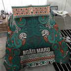 Aotearoa Iwi Ngāti Maru Taranaki Bedding Set Maori Wharenui House Tribal Pattern