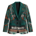 Aotearoa Iwi Ngāti Maru Taranaki Blazer Maori Wharenui House Tribal Pattern