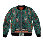 Aotearoa Iwi Ngāti Maru Taranaki Bomber Jacket Maori Wharenui House Tribal Pattern