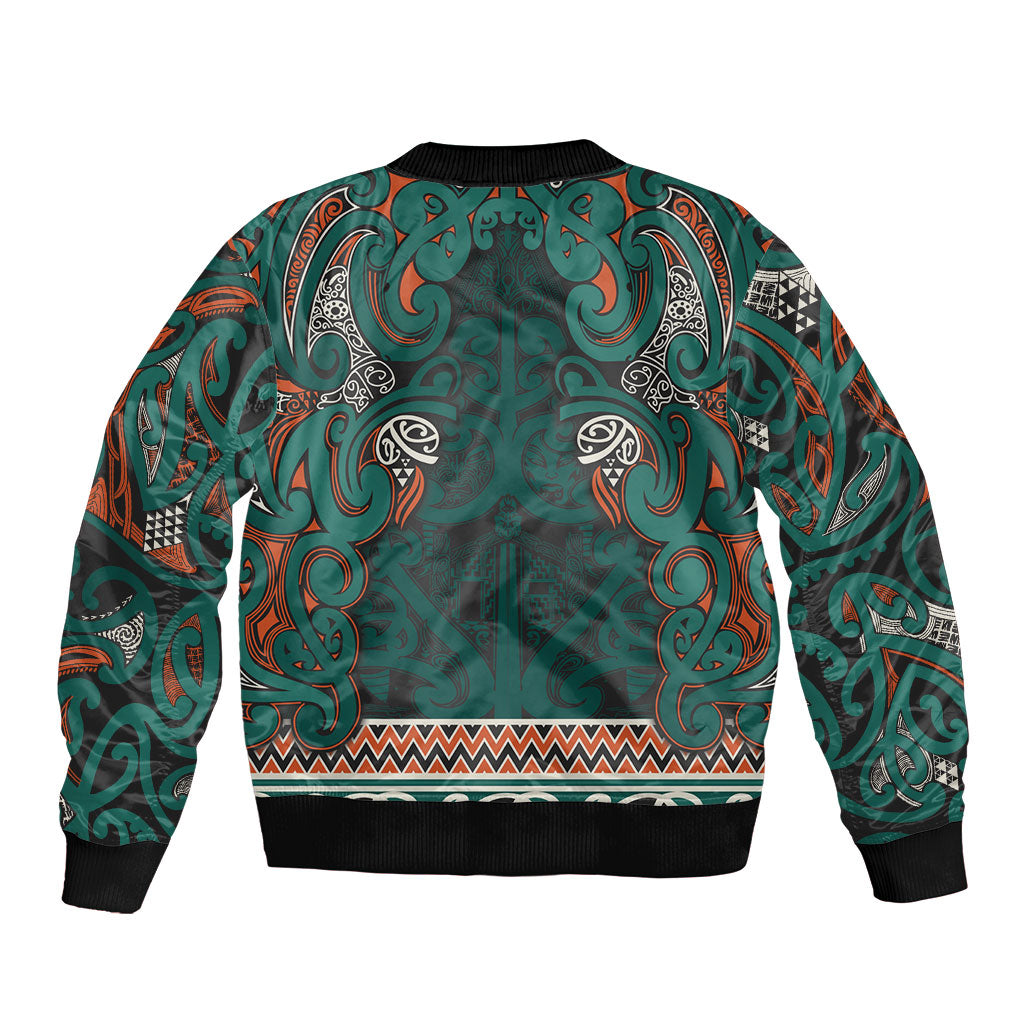 Aotearoa Iwi Ngāti Maru Taranaki Bomber Jacket Maori Wharenui House Tribal Pattern