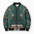 Aotearoa Iwi Ngāti Maru Taranaki Bomber Puffer Jacket Maori Wharenui House Tribal Pattern