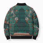 Aotearoa Iwi Ngāti Maru Taranaki Bomber Puffer Jacket Maori Wharenui House Tribal Pattern