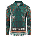 Aotearoa Iwi Ngāti Maru Taranaki Button Sweatshirt Maori Wharenui House Tribal Pattern