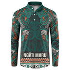 Aotearoa Iwi Ngāti Maru Taranaki Button Sweatshirt Maori Wharenui House Tribal Pattern
