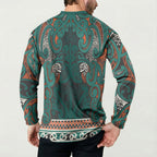 Aotearoa Iwi Ngāti Maru Taranaki Button Sweatshirt Maori Wharenui House Tribal Pattern