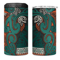 Aotearoa Iwi Ngāti Maru Taranaki 4 in 1 Can Cooler Tumbler Maori Wharenui House Tribal Pattern