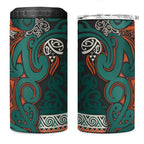 Aotearoa Iwi Ngāti Maru Taranaki 4 in 1 Can Cooler Tumbler Maori Wharenui House Tribal Pattern