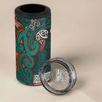 Aotearoa Iwi Ngāti Maru Taranaki 4 in 1 Can Cooler Tumbler Maori Wharenui House Tribal Pattern