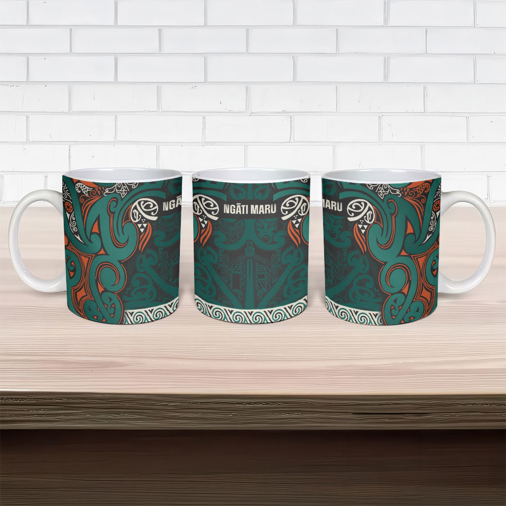 Aotearoa Iwi Ngāti Maru Taranaki Ceramic Mug Maori Wharenui House Tribal Pattern