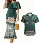 Aotearoa Iwi Ngāti Maru Taranaki Couples Matching Mermaid Dress and Hawaiian Shirt Maori Wharenui House Tribal Pattern