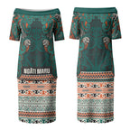 Aotearoa Iwi Ngāti Maru Taranaki Couples Matching Puletasi and Hawaiian Shirt Maori Wharenui House Tribal Pattern