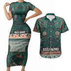 Aotearoa Iwi Ngāti Maru Taranaki Couples Matching Short Sleeve Bodycon Dress and Hawaiian Shirt Maori Wharenui House Tribal Pattern