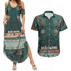 Aotearoa Iwi Ngāti Maru Taranaki Couples Matching Summer Maxi Dress and Hawaiian Shirt Maori Wharenui House Tribal Pattern