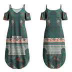 Aotearoa Iwi Ngāti Maru Taranaki Couples Matching Summer Maxi Dress and Hawaiian Shirt Maori Wharenui House Tribal Pattern