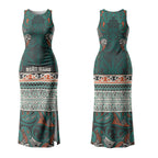 Aotearoa Iwi Ngāti Maru Taranaki Couples Matching Tank Maxi Dress and Long Sleeve Button Shirt Maori Wharenui House Tribal Pattern