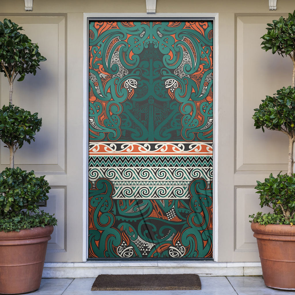 Aotearoa Iwi Ngāti Maru Taranaki Door Cover Maori Wharenui House Tribal Pattern