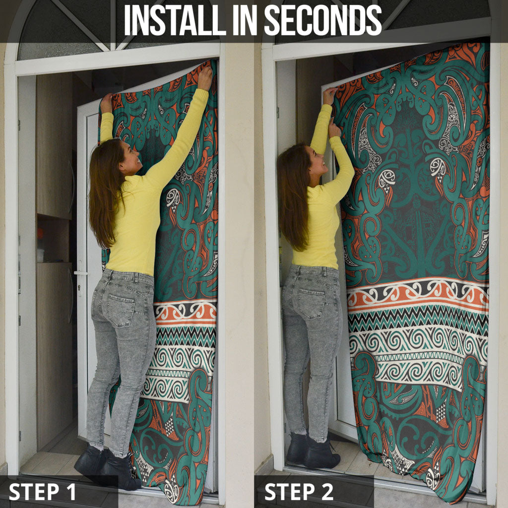 Aotearoa Iwi Ngāti Maru Taranaki Door Cover Maori Wharenui House Tribal Pattern