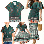 Aotearoa Iwi Ngāti Maru Taranaki Family Matching Mermaid Dress and Hawaiian Shirt Maori Wharenui House Tribal Pattern