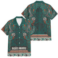 Aotearoa Iwi Ngāti Maru Taranaki Family Matching Off Shoulder Maxi Dress and Hawaiian Shirt Maori Wharenui House Tribal Pattern