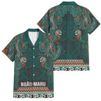 Aotearoa Iwi Ngāti Maru Taranaki Family Matching Off Shoulder Maxi Dress and Hawaiian Shirt Maori Wharenui House Tribal Pattern