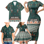 Aotearoa Iwi Ngāti Maru Taranaki Family Matching Short Sleeve Bodycon Dress and Hawaiian Shirt Maori Wharenui House Tribal Pattern