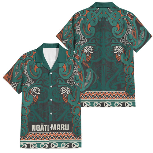 Aotearoa Iwi Ngāti Maru Taranaki Family Matching Summer Maxi Dress and Hawaiian Shirt Maori Wharenui House Tribal Pattern