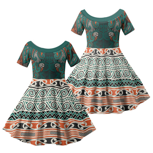 Aotearoa Iwi Ngāti Maru Taranaki Family Matching Summer Maxi Dress and Hawaiian Shirt Maori Wharenui House Tribal Pattern