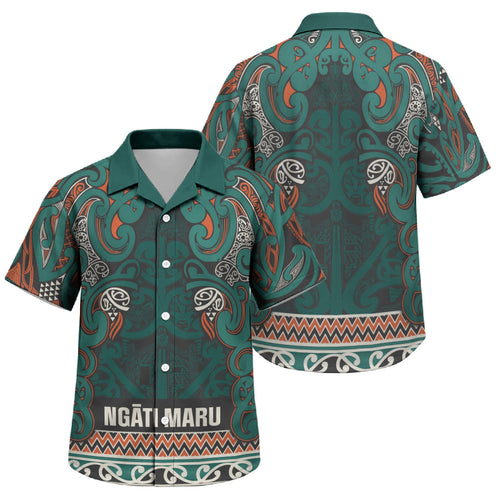 Aotearoa Iwi Ngāti Maru Taranaki Family Matching Summer Maxi Dress and Hawaiian Shirt Maori Wharenui House Tribal Pattern