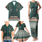 Aotearoa Iwi Ngāti Maru Taranaki Family Matching Tank Maxi Dress and Hawaiian Shirt Maori Wharenui House Tribal Pattern