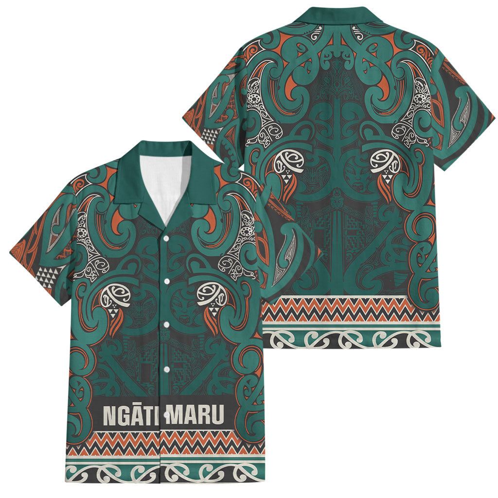 Aotearoa Iwi Ngāti Maru Taranaki Family Matching Tank Maxi Dress and Hawaiian Shirt Maori Wharenui House Tribal Pattern
